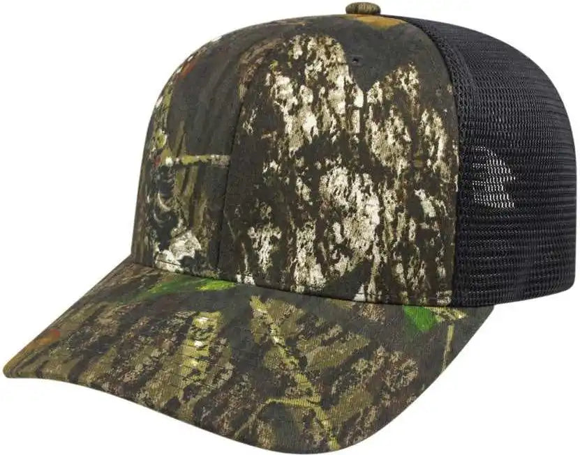 Cap America I8511 Flexfit 110 Camo Trucker Mesh Back - Mossy Oak Break Up Black - one Size Fits Most