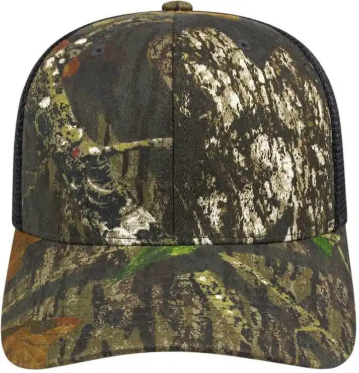 Cap America I8511 Flexfit 110 Camo Trucker Mesh Back - Mossy Oak Break Up Black - one Size Fits Most