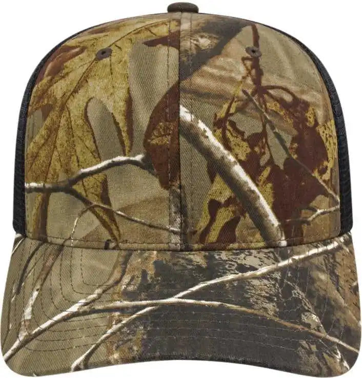 Cap America I8511 Flexfit 110 Camo Trucker Mesh Back Realtree Ap Black / one Size Fits Most