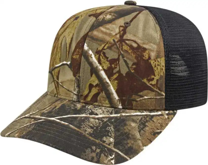 Cap America I8511 Flexfit 110 Camo Trucker Mesh Back Realtree Ap Black / one Size Fits Most