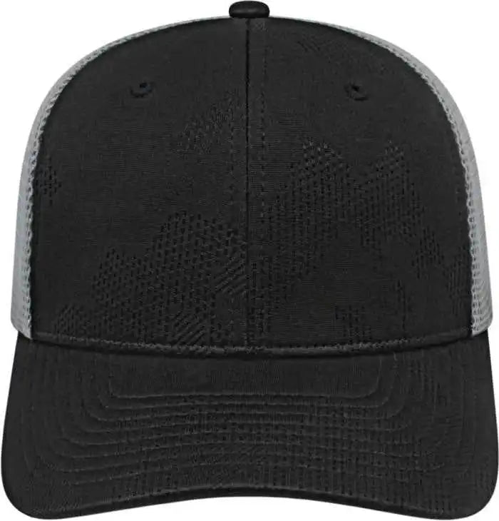Cap America I8516 Flexfit 110 Jacquard Trucker Mesh Back Black Silver Light Gray / one Size Fits Most