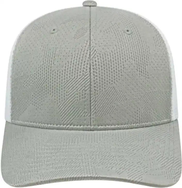 Cap America I8516 Flexfit 110 Jacquard Trucker Mesh Back - Gray White - one Size Fits Most
