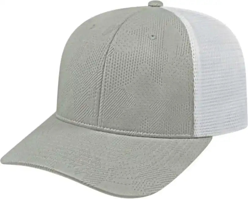 Cap America I8516 Flexfit 110 Jacquard Trucker Mesh Back Gray White / one Size Fits Most