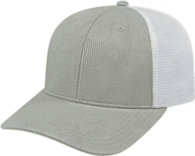 Cap America I8516 Flexfit 110 Jacquard Trucker Mesh Back - Gray White - one Size Fits Most