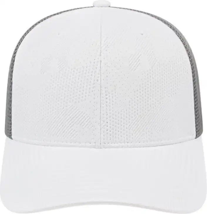 Cap America I8516 Flexfit 110 Jacquard Trucker Mesh Back White Silver Light Gray / one Size Fits Most