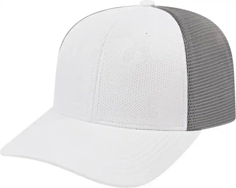 Cap America I8516 Flexfit 110 Jacquard Trucker Mesh Back White Silver Light Gray / one Size Fits Most