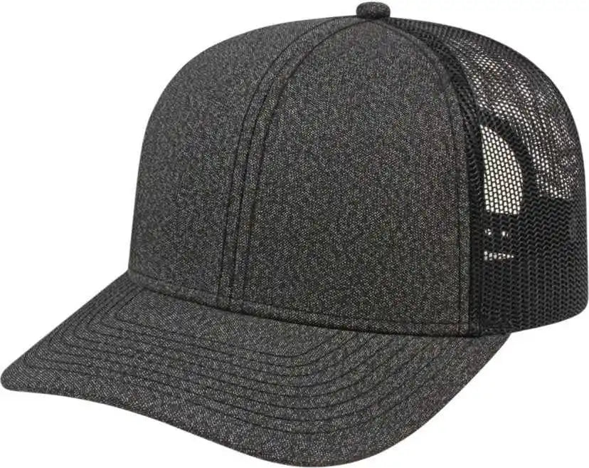 Cap America I8518 Premium Melange Trucker Mesh Back Black / one Size Fits Most