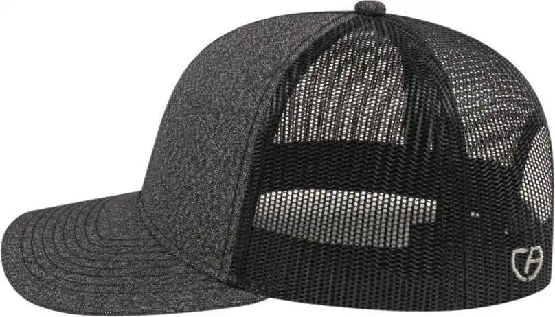 Cap America I8518 Premium Melange Trucker Mesh Back Black / one Size Fits Most