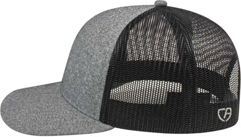 Cap America I8518 Premium Melange Trucker Mesh Back Gray Black / one Size Fits Most