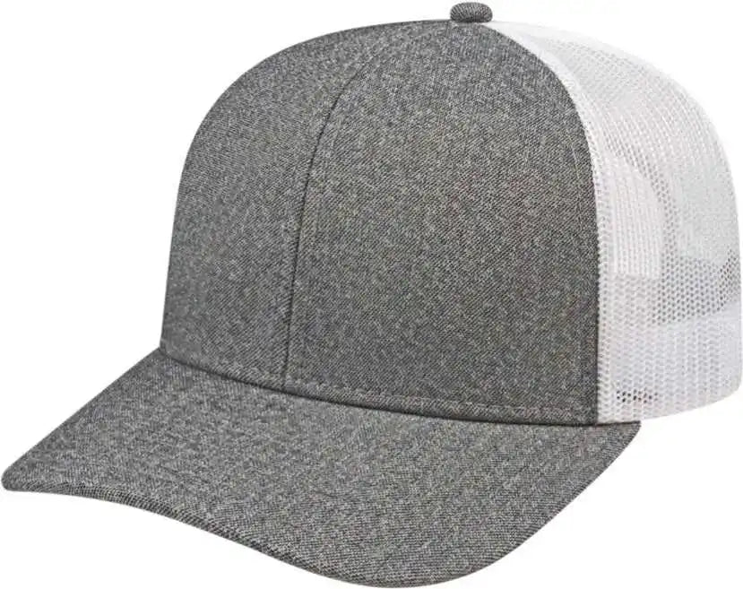 Cap America I8518 Premium Melange Trucker Mesh Back - Gray White - one Size Fits Most