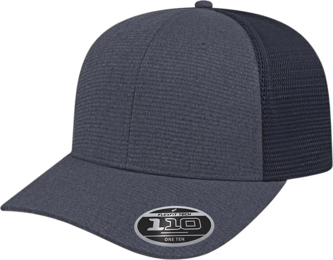Cap America I8525 Flexfit 110 Ribbed Triblend Trucker Mesh Back - Heather Navy - Navy/navy / Osfm