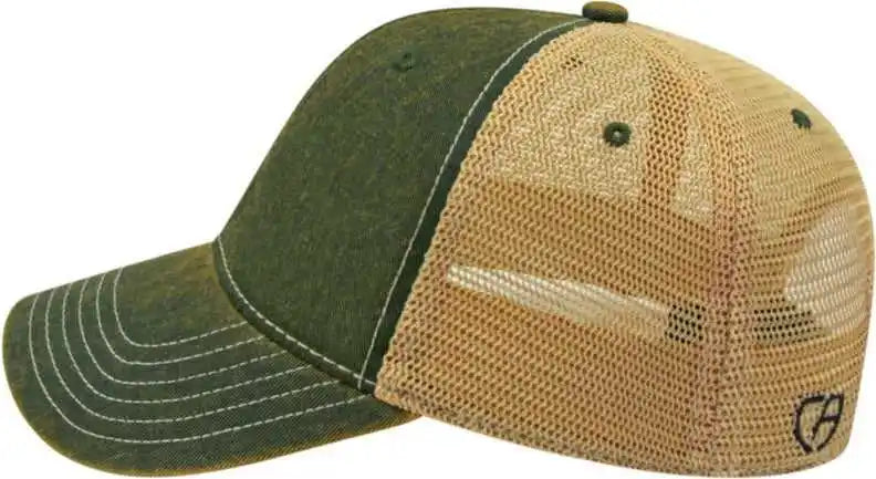 Cap America I8527 Premium Vintage Washed Mesh Back Green Khaki / one Size Fits Most