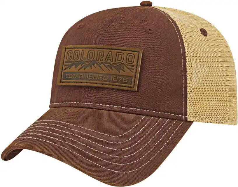 Cap America I8527 Premium Vintage Washed Mesh Back Maroon Khaki / one Size Fits Most