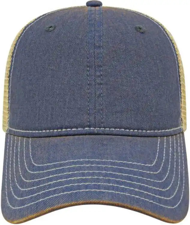 Cap America I8527 Premium Vintage Washed Mesh Back Royal Khaki / one Size Fits Most