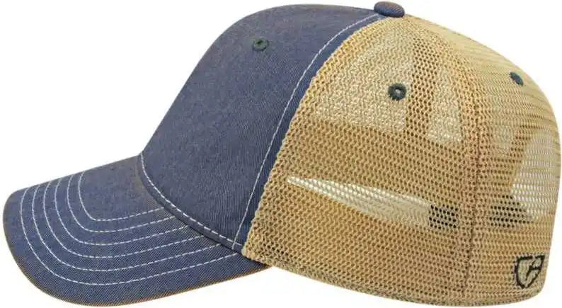 Cap America I8527 Premium Vintage Washed Mesh Back Royal Khaki / one Size Fits Most