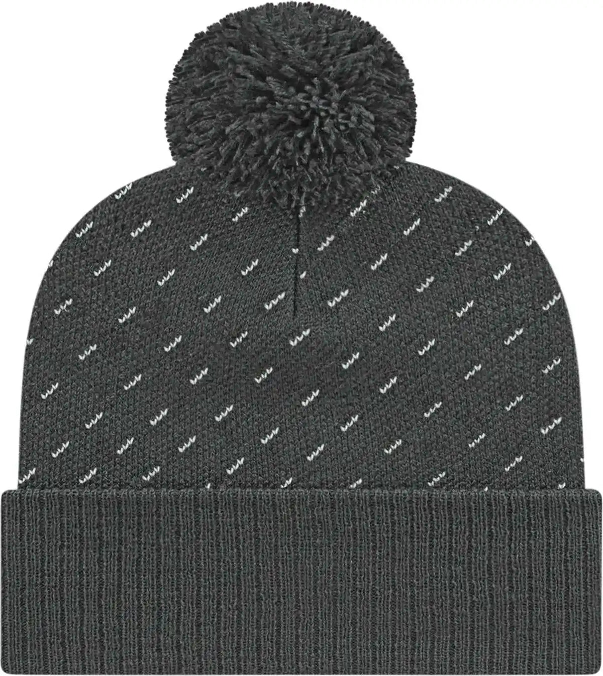 Cap America Ik23 Diagonal Dash Knit with Ribbed Cuff Beanie - Charcoal - one Size Fits Most