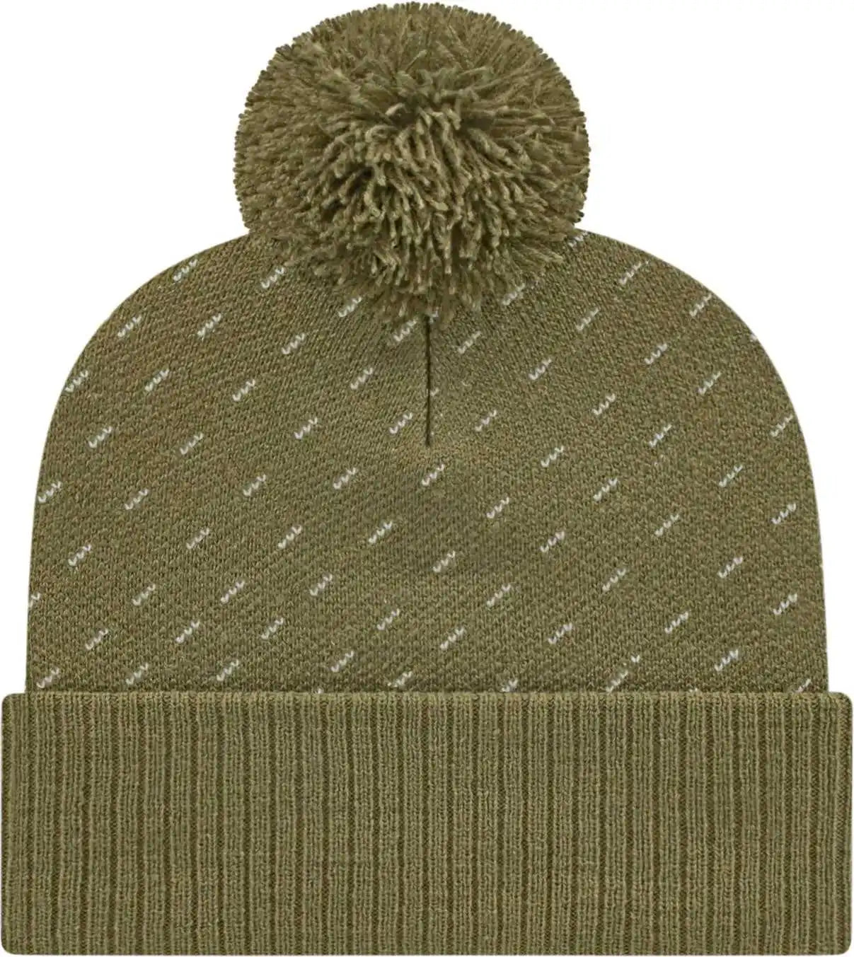 Cap America Ik23 Diagonal Dash Knit with Ribbed Cuff Beanie - Olive - one Size Fits Most