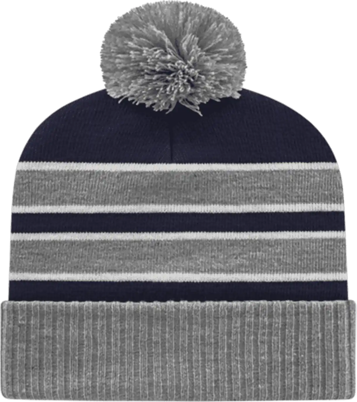 Cap America Ik56 Double Stripe Knit with Ribbed Cuff Beanie Heather Navy White / one Size Fits Most