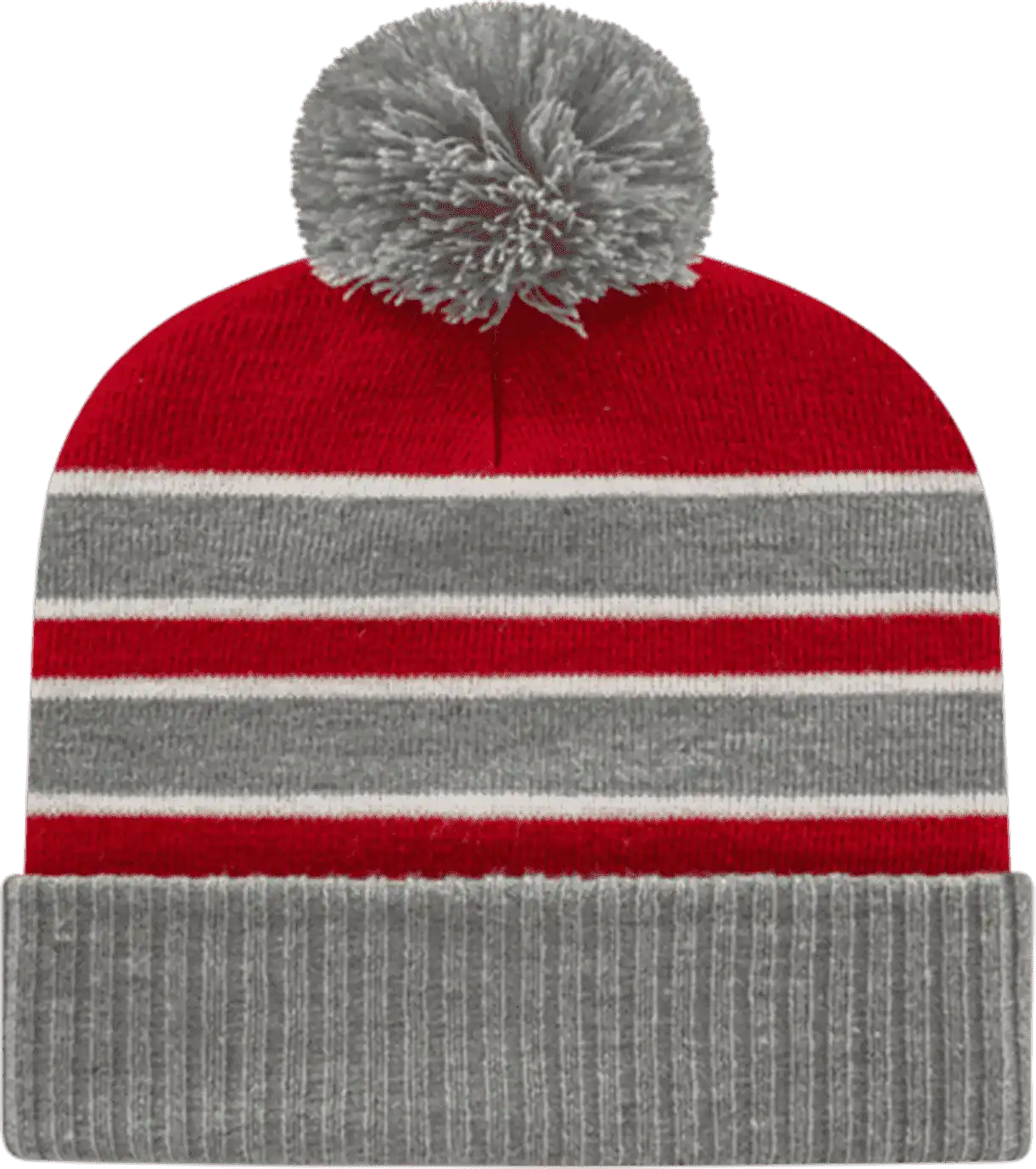 Cap America Ik56 Double Stripe Knit with Ribbed Cuff Beanie - Heather Red White - one Size Fits Most