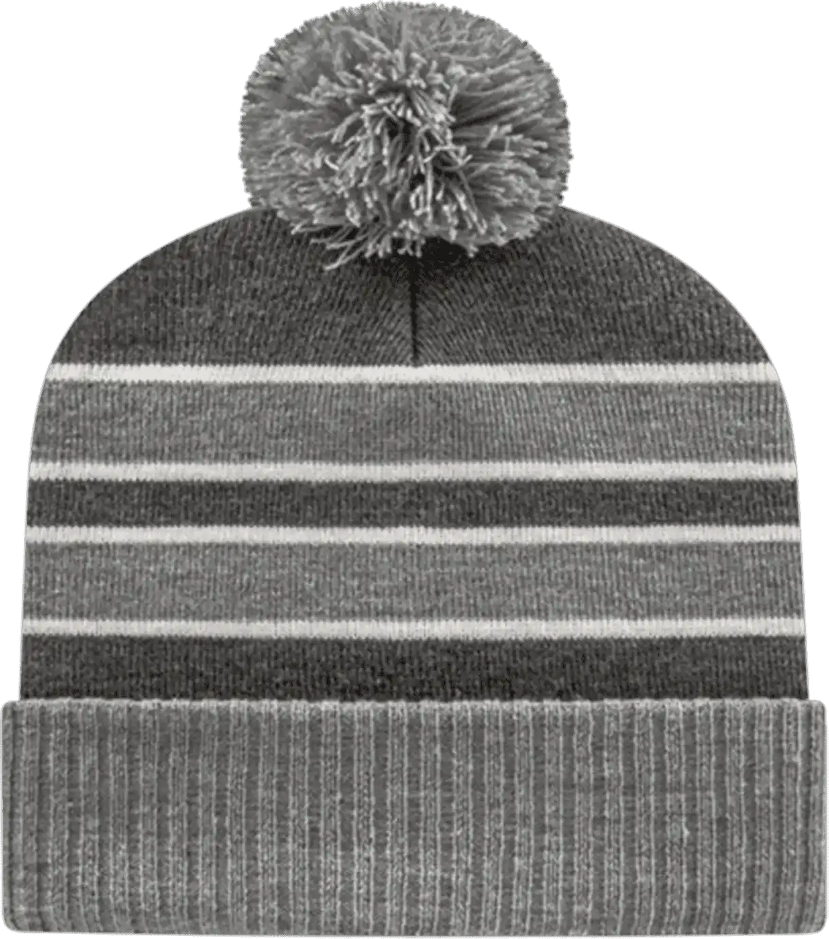 Cap America Ik56 Double Stripe Knit with Ribbed Cuff Beanie - Heather Dark Hather White - Gray / one Size Fits Most