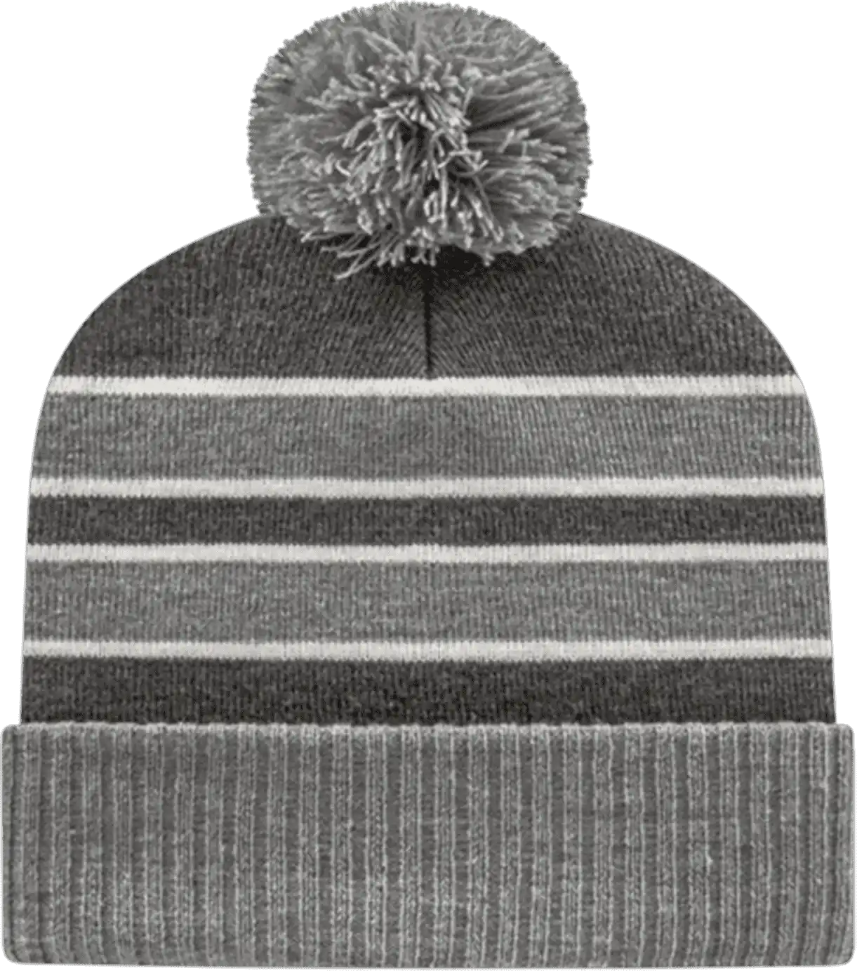 Cap America Ik56 Double Stripe Knit with Ribbed Cuff Beanie - Heather Dark Hather White - Gray / one Size Fits Most