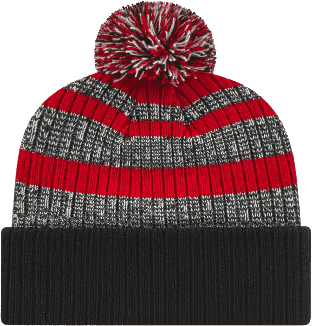Cap America Ik57 Heavy Ribbed Knit with Cuff Beanie - Red White Black - one Size Fits Most
