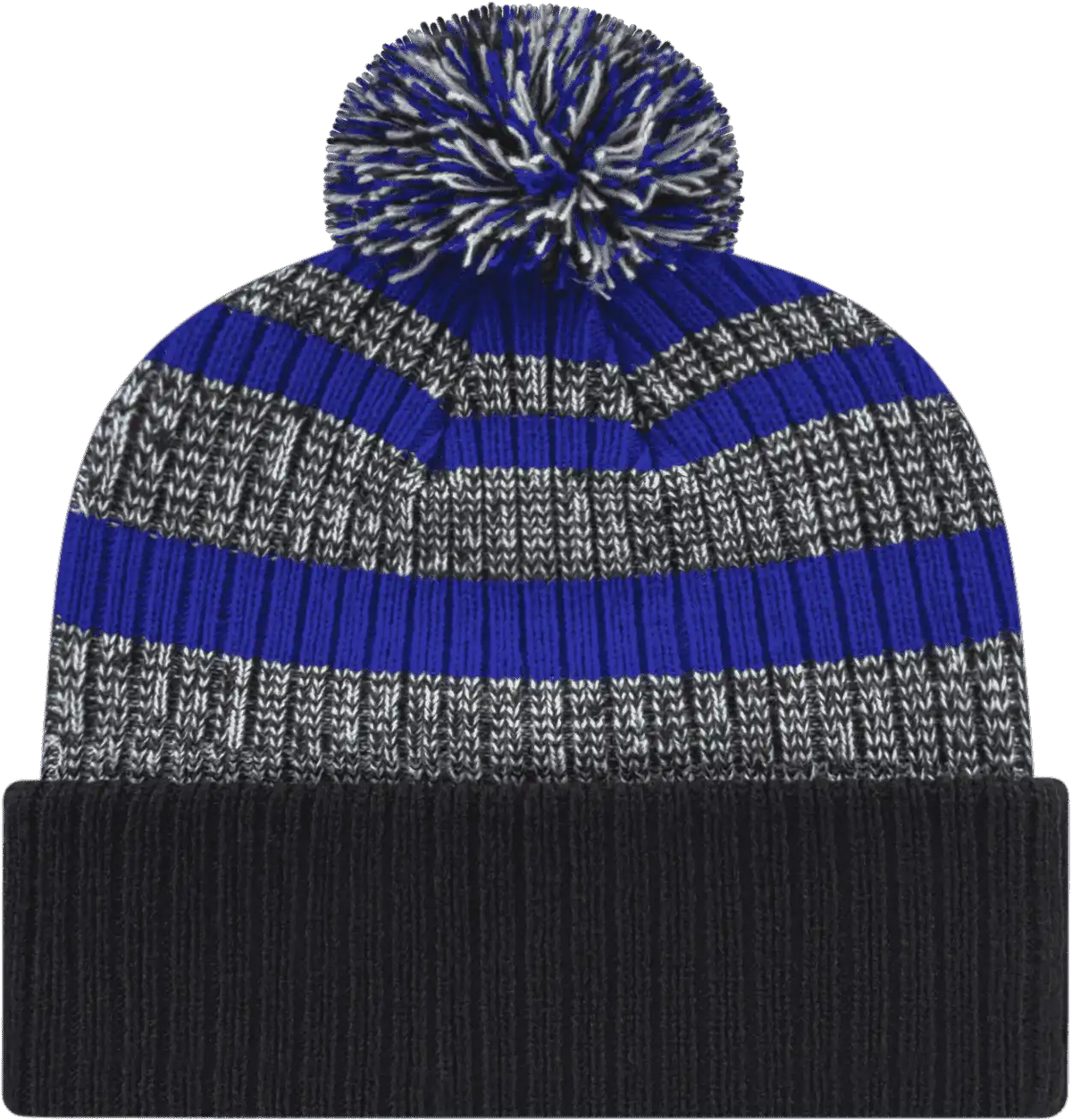 Cap America Ik57 Heavy Ribbed Knit with Cuff Beanie - Royal White Black - one Size Fits Most