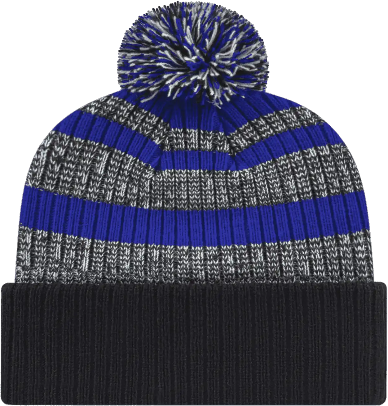 Cap America Ik57 Heavy Ribbed Knit with Cuff Beanie - Royal White Black - one Size Fits Most
