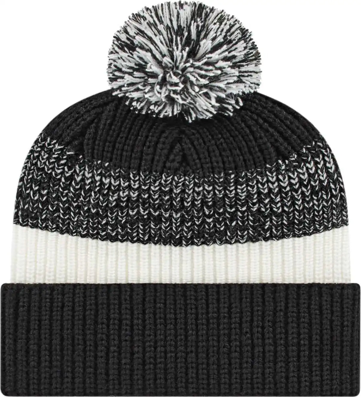 Cap America Ik61 Heavy Ribbed Knit with Cuff Beanie Black White / one Size Fits Most