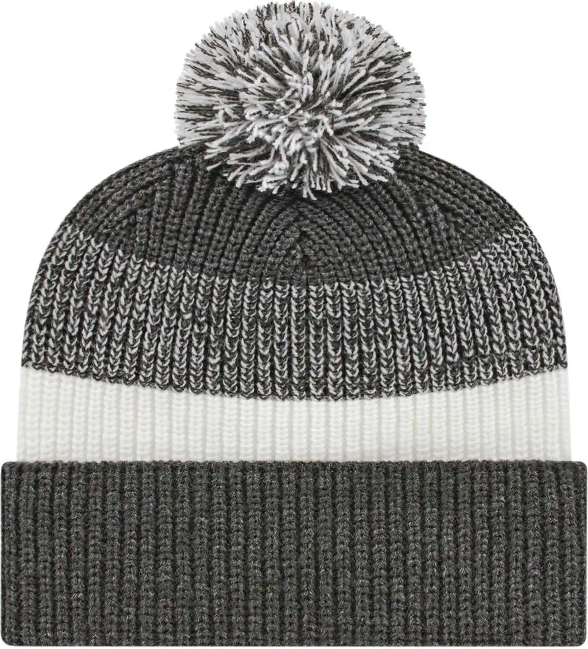 Cap America Ik61 Heavy Ribbed Knit with Cuff Beanie - Dark Heather White - one Size Fits Most