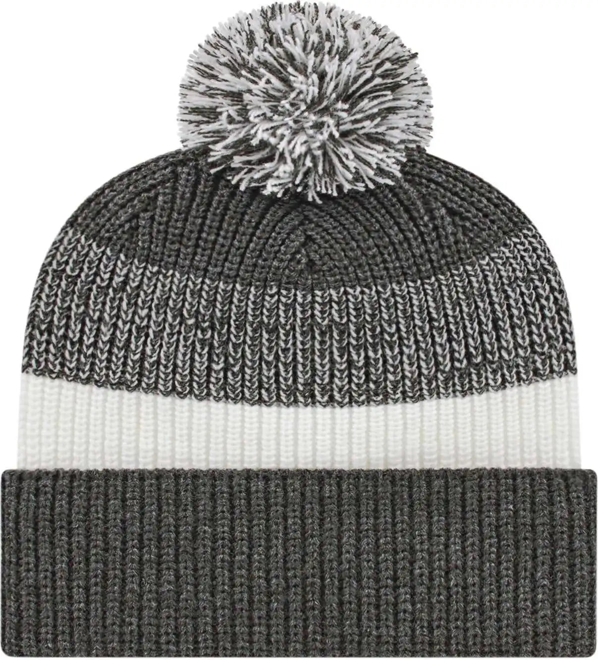Cap America Ik61 Heavy Ribbed Knit with Cuff Beanie - Dark Heather White - one Size Fits Most