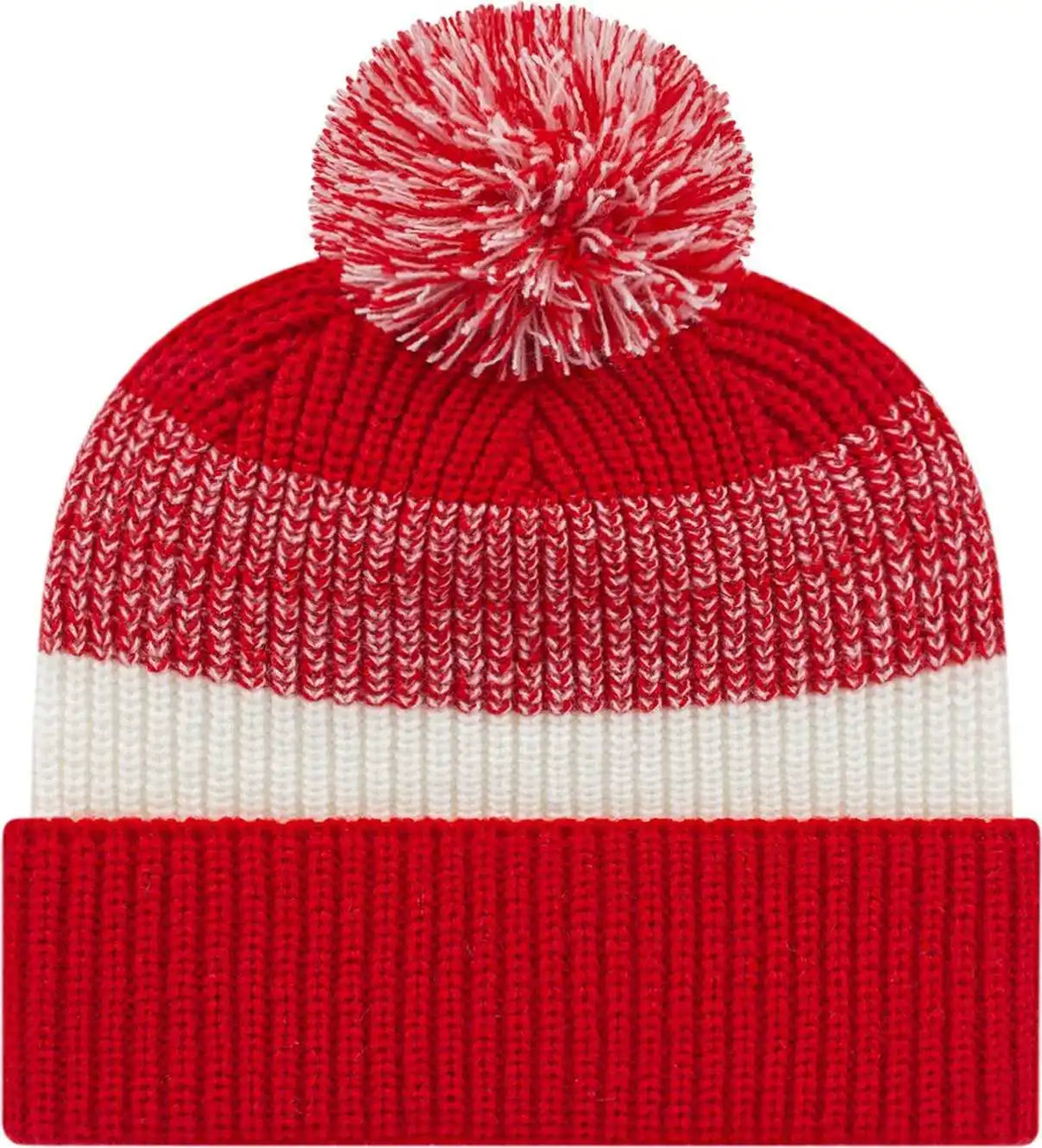Cap America Ik61 Heavy Ribbed Knit with Cuff Beanie Red White / one Size Fits Most