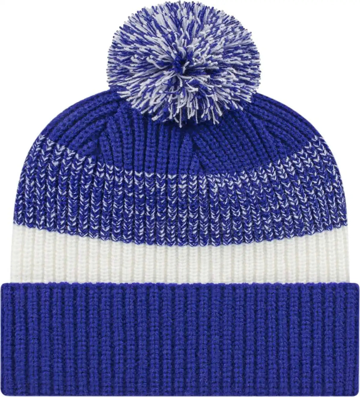 Cap America Ik61 Heavy Ribbed Knit with Cuff Beanie - Royal White - one Size Fits Most