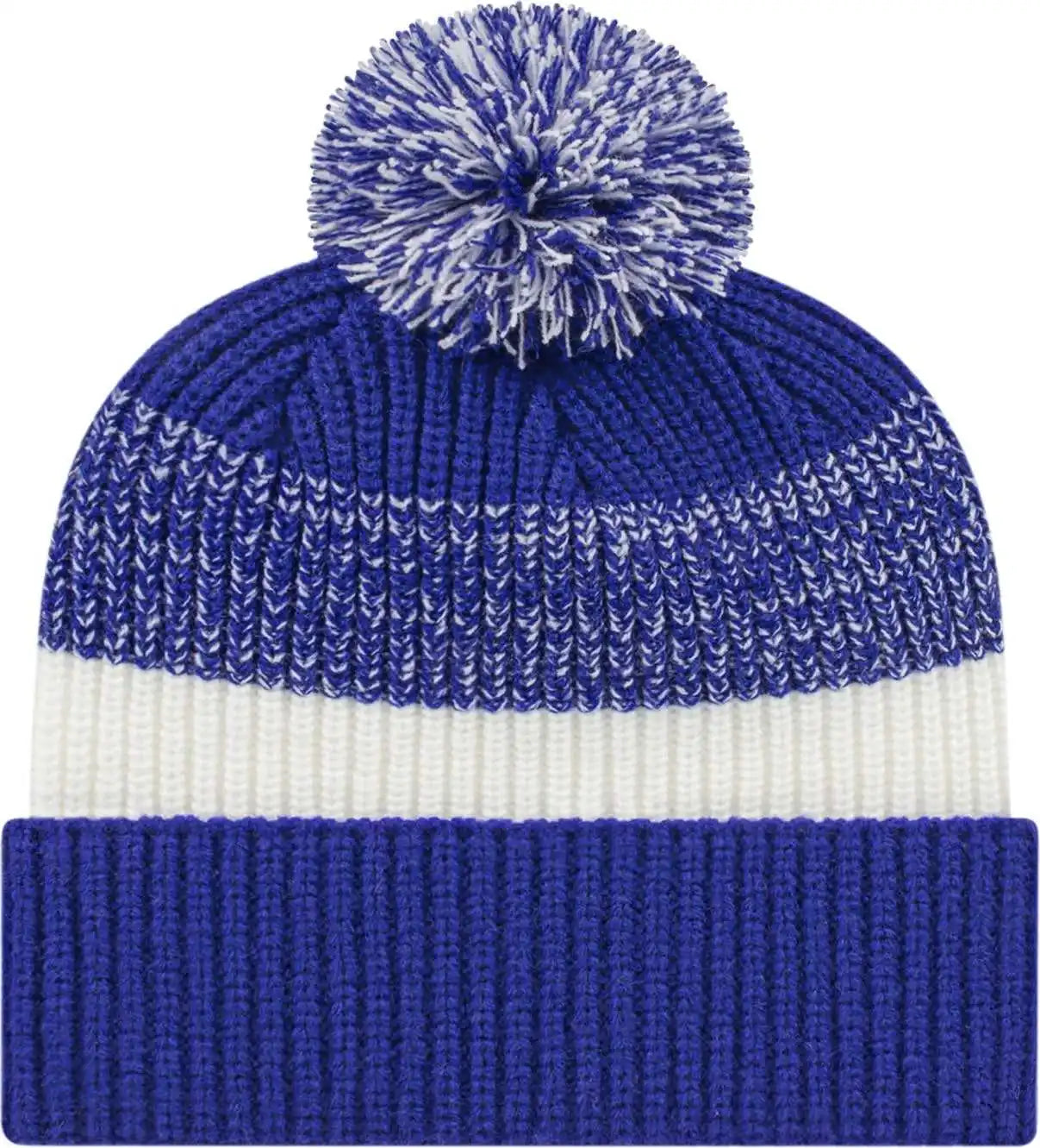 Cap America Ik61 Heavy Ribbed Knit with Cuff Beanie - Royal White - one Size Fits Most