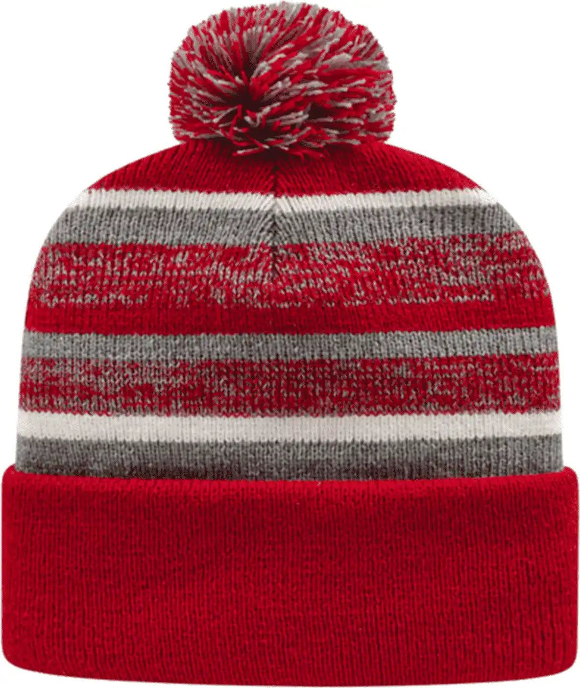 Cap America Ik65 Fleece Lined Knit with Cuff Beanie - Heather Red White - Gray / one Size Fits Most