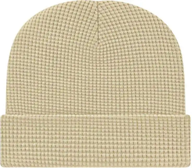 Cap America Ik70 in Stock Waffle Beanie with Cuff - Ivory - one Size Fits Most