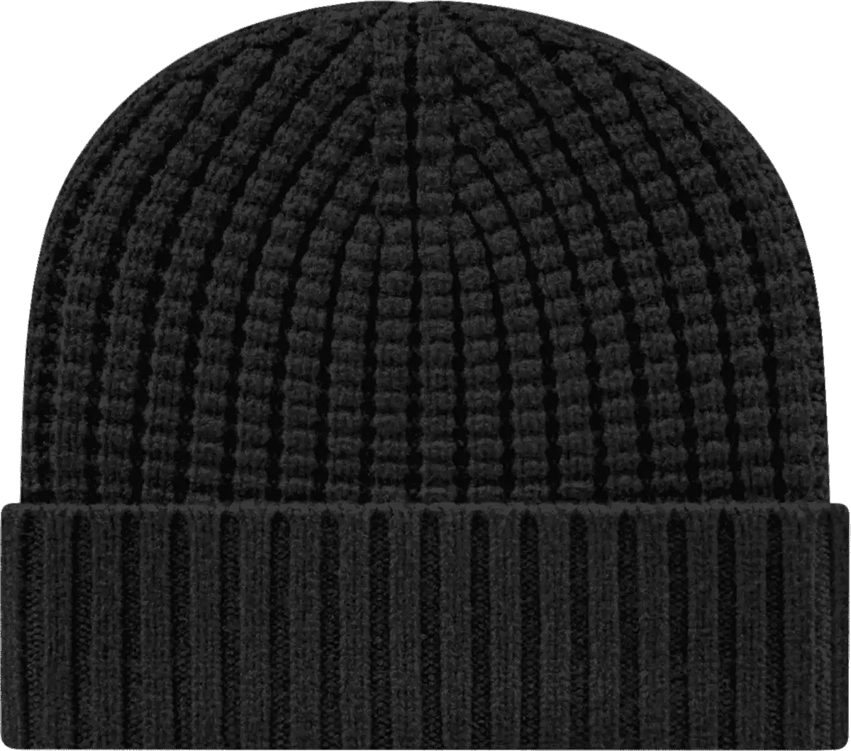 Cap America Ik8552 Premium Waffle Knit with Cuff Black / one Size Fits Most