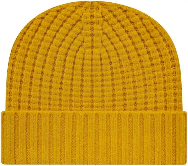 Cap America Ik8552 Premium Waffle Knit with Cuff - Mustart - Gold / one Size Fits Most