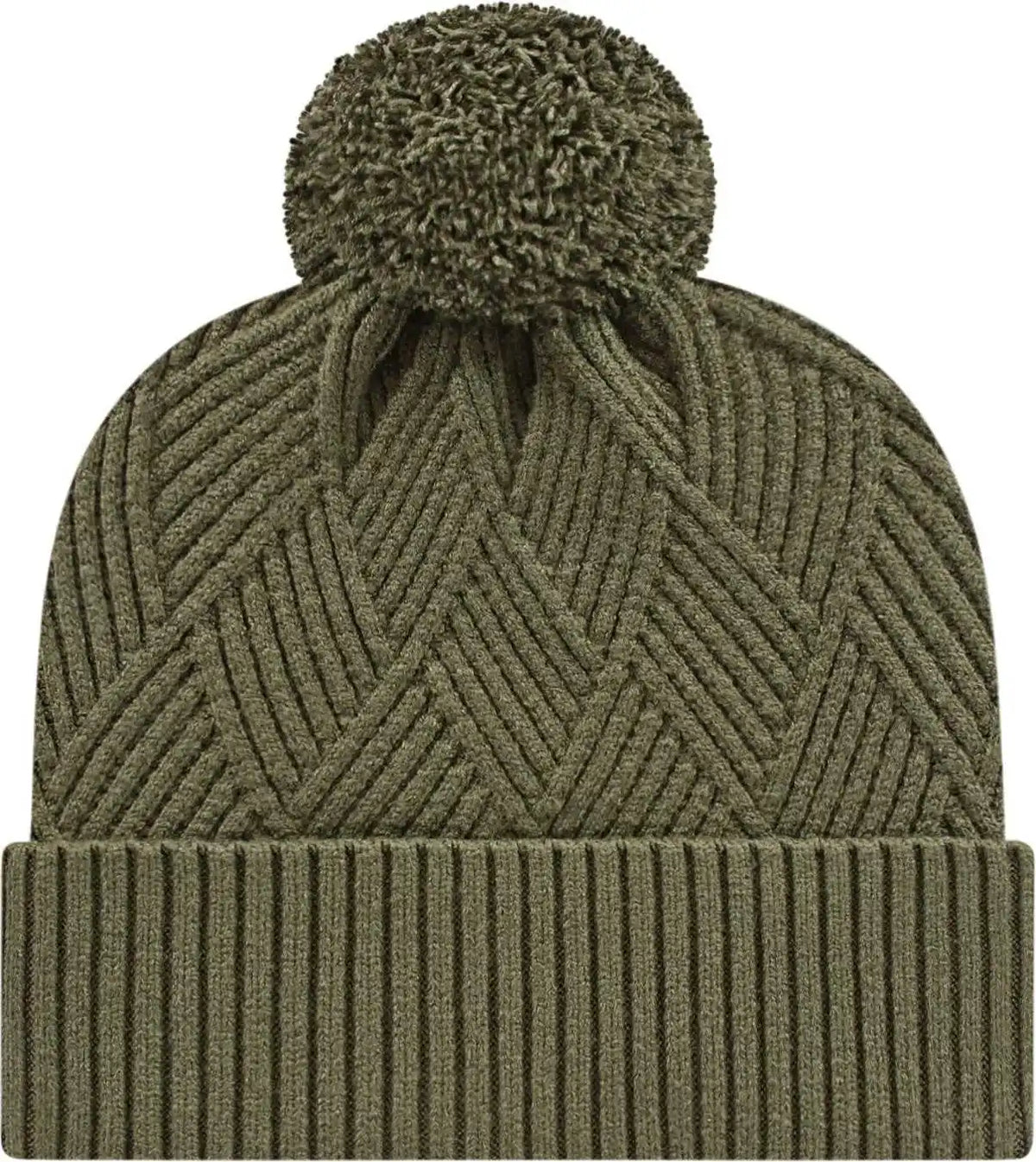 Cap America Ik8554 Premium Diagonal Weave Knit with Cuff Beanie - Olive - one Size Fits Most
