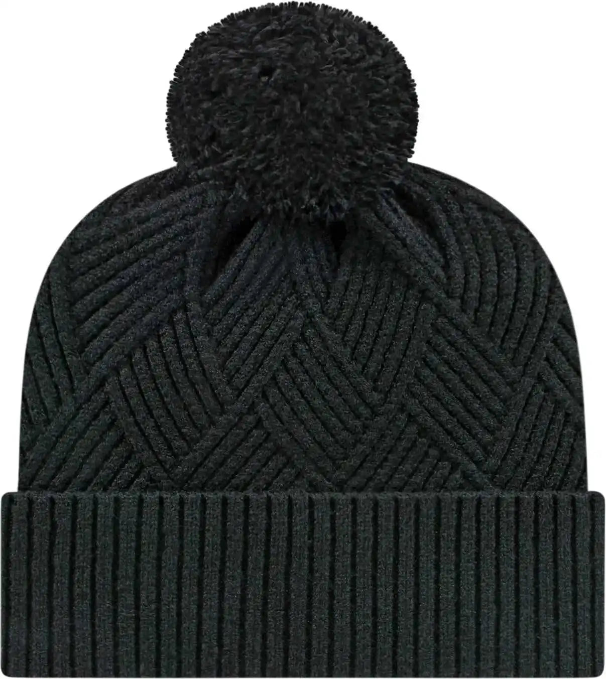 Cap America Ik8554 Premium Diagonal Weave Knit with Cuff Beanie - Black - one Size Fits Most