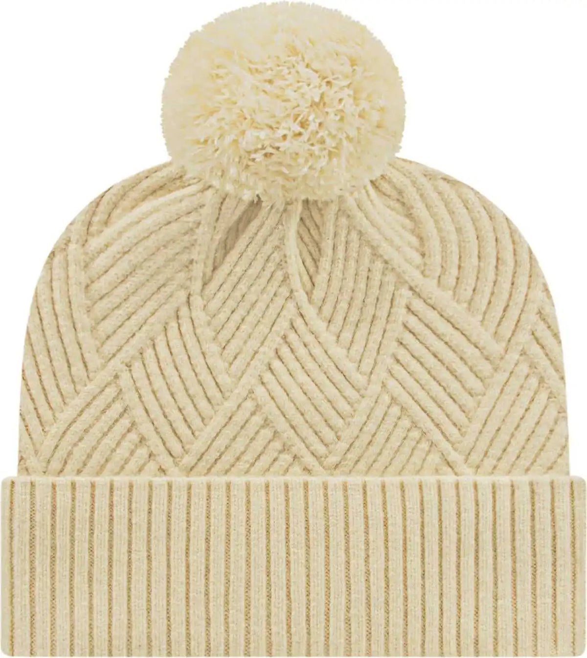 Cap America Ik8554 Premium Diagonal Weave Knit with Cuff Beanie - Ivory - one Size Fits Most