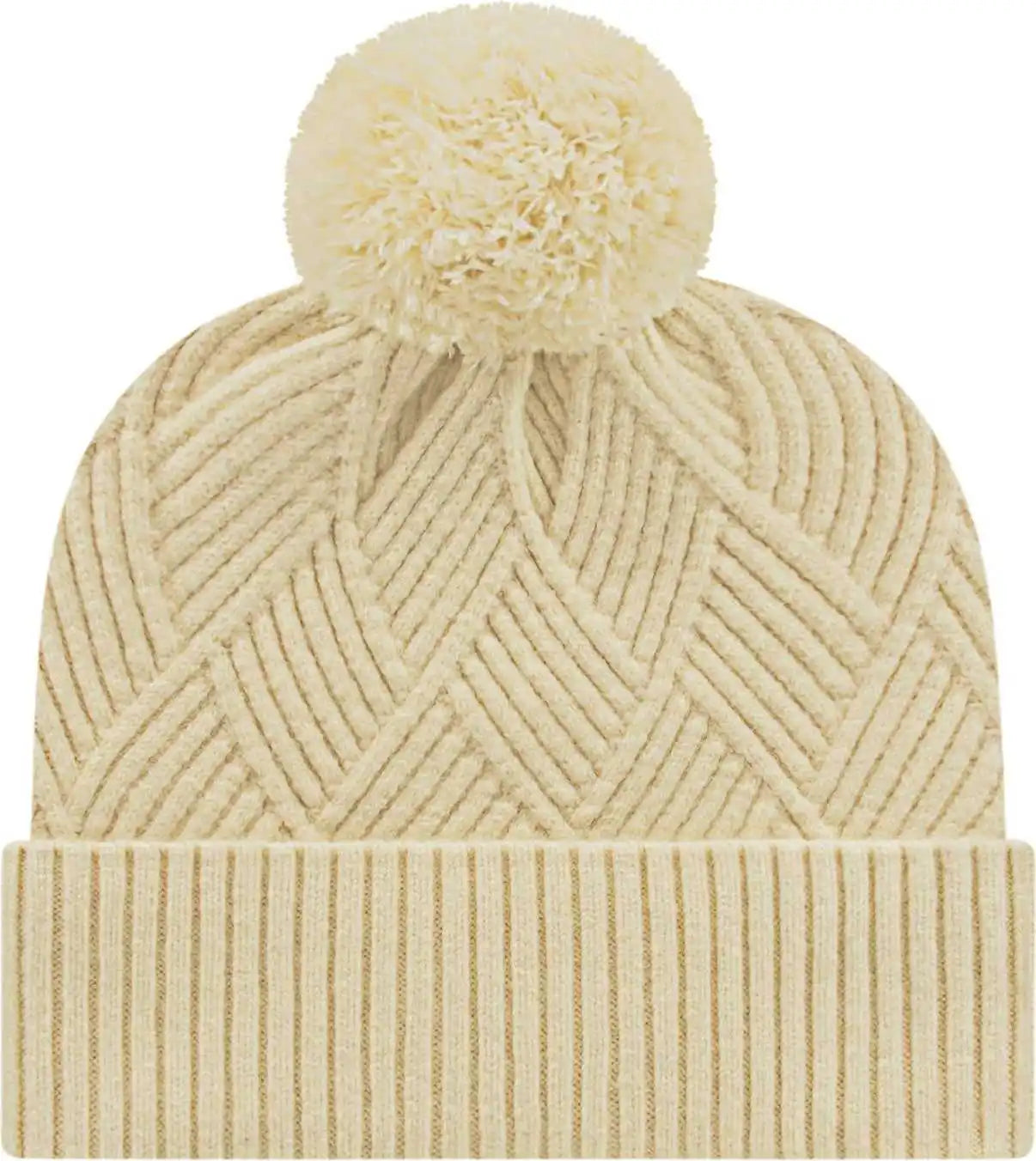 Cap America Ik8554 Premium Diagonal Weave Knit with Cuff Beanie - Ivory - one Size Fits Most