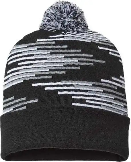 Cap America Rkb12 Usa Made Bar Beanie - Black Heather Gray White - one Size Fits Most