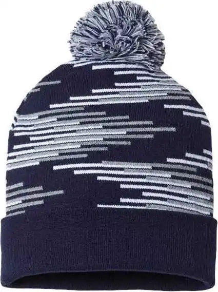 Cap America Rkb12 Usa Made Bar Beanie - True Navy Heather White - one Size Fits Most
