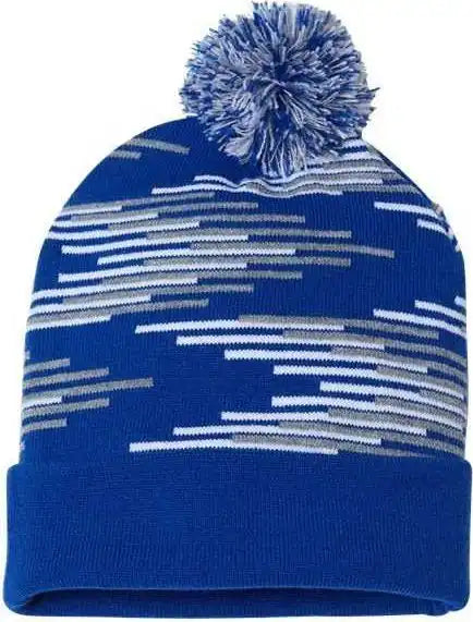 Cap America Rkb12 Usa Made Bar Beanie - True Royal Heather White - one Size Fits Most