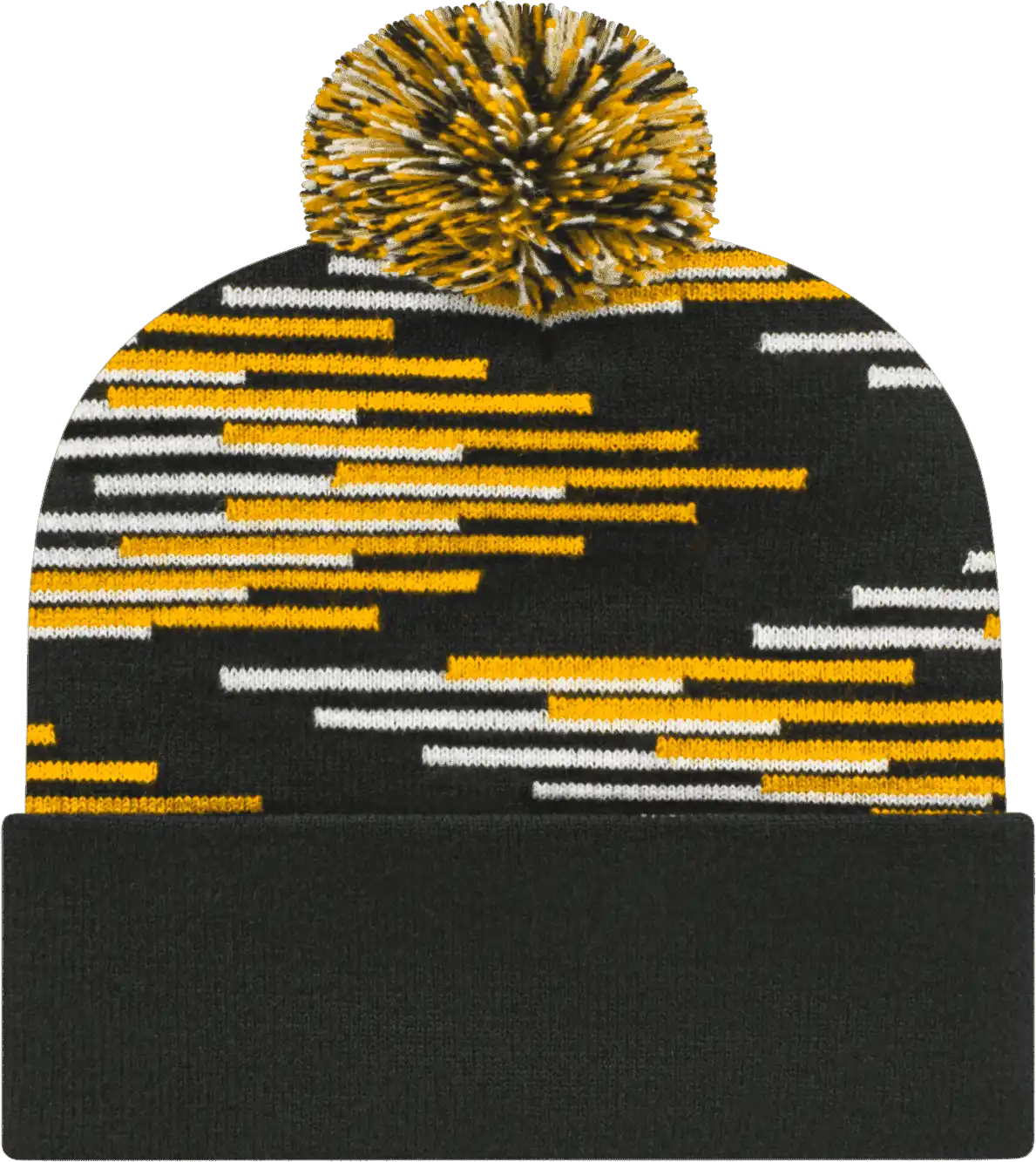Cap America Rkb12 Usa Made Bar Knit with Cuff Beanie - Black Gold White - one Size Fits Most