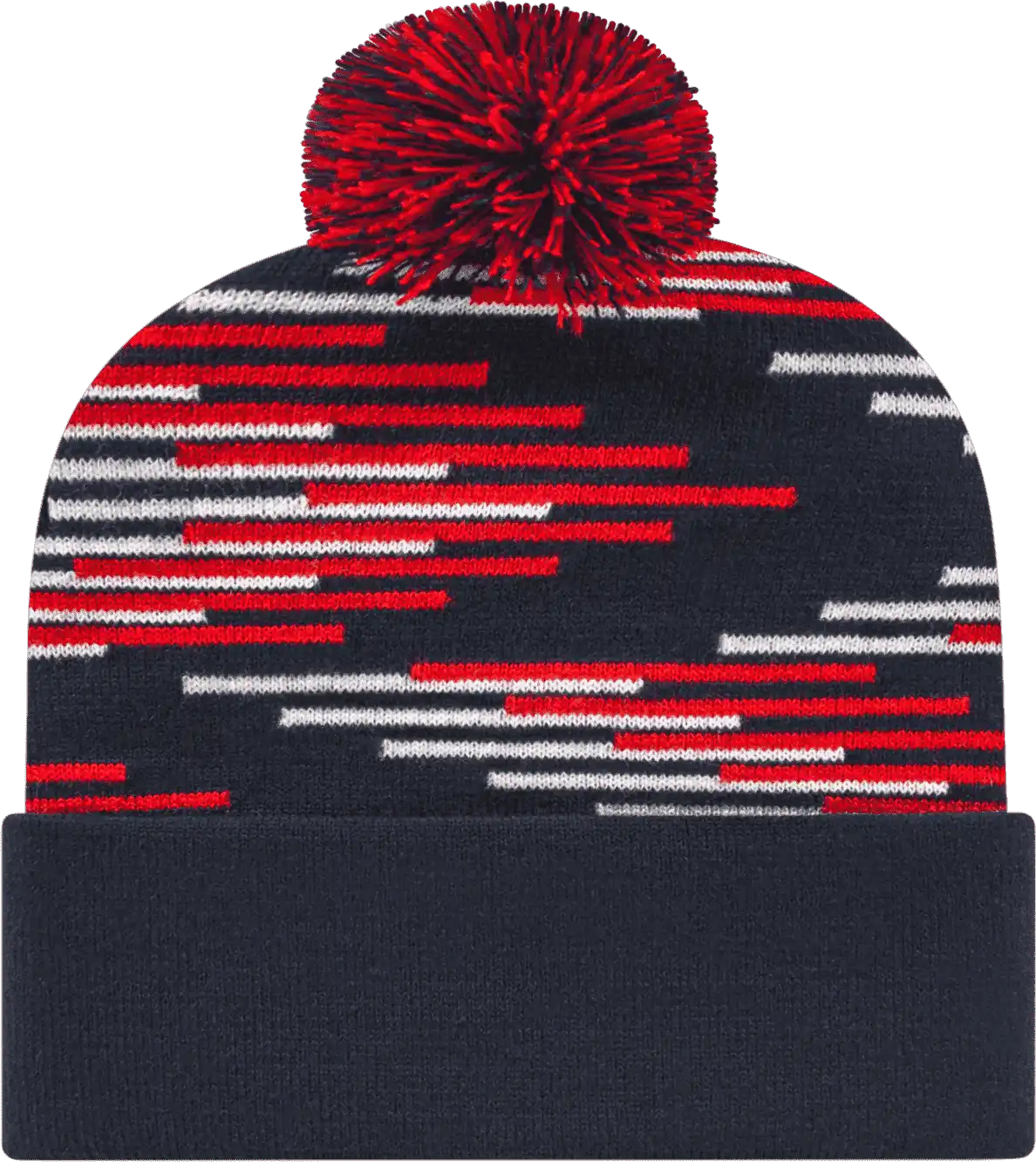 Cap America Rkb12 Usa Made Bar Knit with Cuff Beanie - True Navy Red White - one Size Fits Most