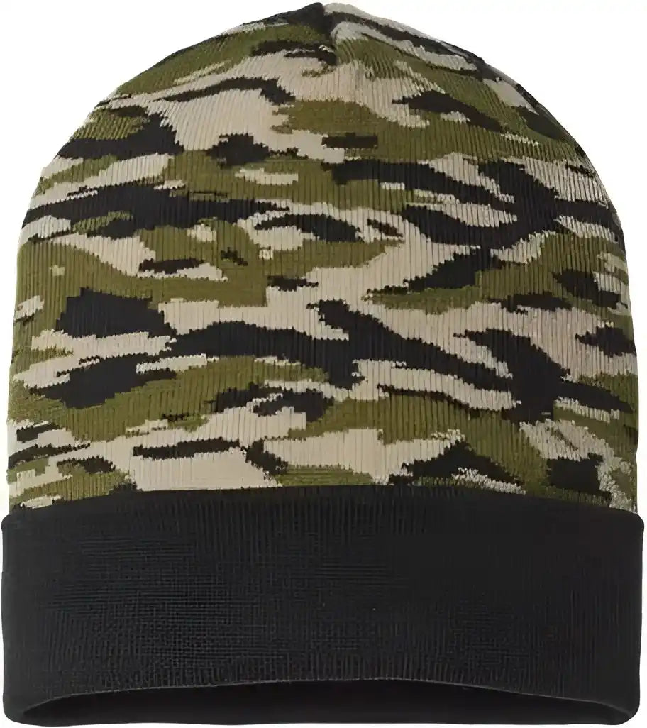 Cap America Rkc12 Usa Made Camo Cuffed Beanie Vintage Tiger Mult Colored / one Size Fits Most