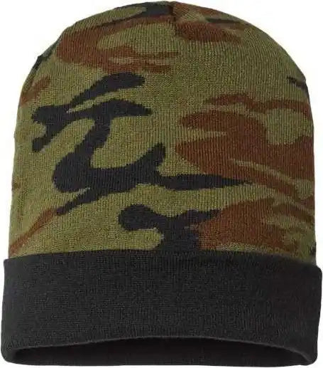 Cap America Rkc12 Usa Made Camo Cuffed Beanie - Woodland - one Size Fits Most