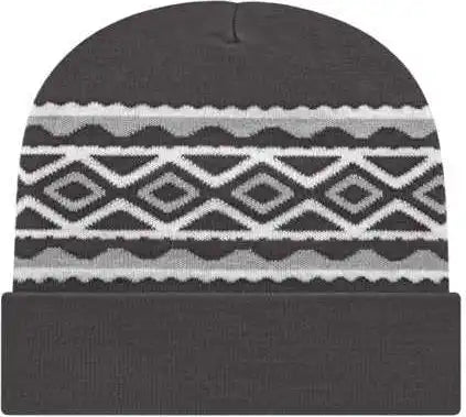 Cap America Rkd12 Diamond Pattern Knit with Cuff Beanie - Iron Gray - Dark / one Size Fits Most